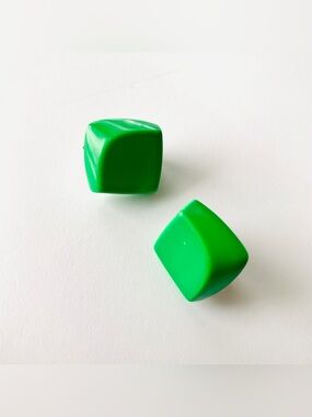 Vintage JAPAN Lime Green Cluster Plastic Earrings Clip Ons Silver Tone Metal
